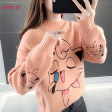 Load image into Gallery viewer, Sweater Women 2019 Cartoon Pokemon Pikachu Print Autumn Winter Causal Streetwear Sweater Long Sleeve O Neck Loose Harajuku