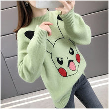 Load image into Gallery viewer, Sweater Women 2019 Cartoon Pokemon Pikachu Print Autumn Winter Causal Streetwear Sweater Long Sleeve O Neck Loose Harajuku