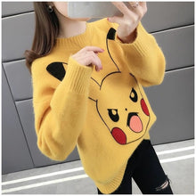 Load image into Gallery viewer, Sweater Women 2019 Cartoon Pokemon Pikachu Print Autumn Winter Causal Streetwear Sweater Long Sleeve O Neck Loose Harajuku