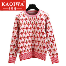 Load image into Gallery viewer, 2009 Star Sweater Female Fragrance Wind Retro-Stripe Golden Ladybug Jacquard Aged Knitted Sweater in Autumn and Winter