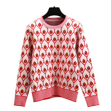 Load image into Gallery viewer, 2009 Star Sweater Female Fragrance Wind Retro-Stripe Golden Ladybug Jacquard Aged Knitted Sweater in Autumn and Winter