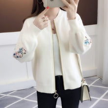Load image into Gallery viewer, of new fund of 2019 autumn outfit embroidered with a han edition zipper sweater knit cardigan loose women's female