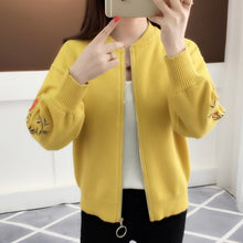 Load image into Gallery viewer, of new fund of 2019 autumn outfit embroidered with a han edition zipper sweater knit cardigan loose women's female
