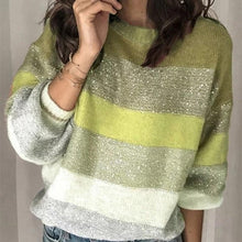 Load image into Gallery viewer, Loose Casual Patchwork Sweater Women Winter 2019 Female Knitted Pullover Long Sleeve Striped Knitted Sweaters
