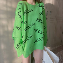 Load image into Gallery viewer, RUGOD HELLO letter pattern sweater pullovers for women o neck loose oversized sweater korean fashion casual warm pull fashion
