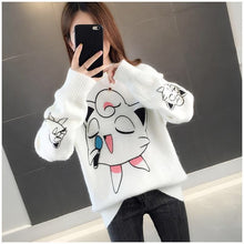 Load image into Gallery viewer, Sweater Women 2019 Cartoon Pokemon Pikachu Print Autumn Winter Causal Streetwear Sweater Long Sleeve O Neck Loose Harajuku
