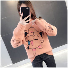 Load image into Gallery viewer, Sweater Women 2019 Cartoon Pokemon Pikachu Print Autumn Winter Causal Streetwear Sweater Long Sleeve O Neck Loose Harajuku
