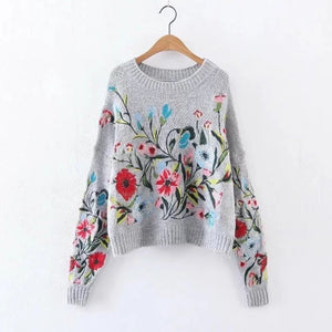 LANMREM 2020 Korean Autumn Winter fashion new solid color round collar full sleeve loose embroidered sweater women V74702