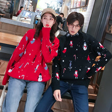 Load image into Gallery viewer, Couple sweater winter clothes women men Christmas costume Casual O-Neck Pullovers red black Long sleeve korean sweater 2020new
