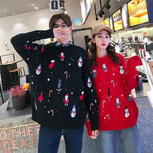 Load image into Gallery viewer, Couple sweater winter clothes women men Christmas costume Casual O-Neck Pullovers red black Long sleeve korean sweater 2020new
