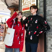 Load image into Gallery viewer, Couple sweater winter clothes women men Christmas costume Casual O-Neck Pullovers red black Long sleeve korean sweater 2020new
