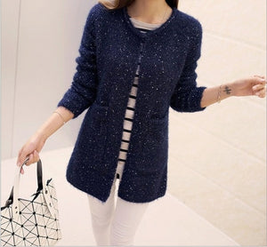 2019 Autumn and Winter New Women's Sweater Long Sweater Sweater Cardigan Thin Mohair Korean Cardigan