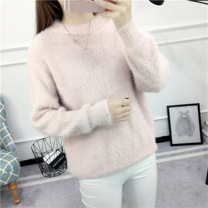 New Velvet Pullover Sweater Women Loose Warm Knitted Sweaters Elegant Casual Winter Clothes Women Jumper Casaco Feminino Q1984