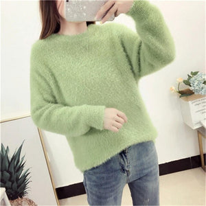 New Velvet Pullover Sweater Women Loose Warm Knitted Sweaters Elegant Casual Winter Clothes Women Jumper Casaco Feminino Q1984