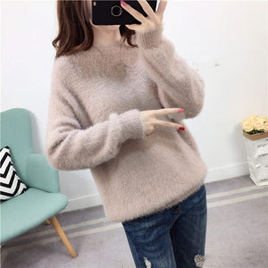 New Velvet Pullover Sweater Women Loose Warm Knitted Sweaters Elegant Casual Winter Clothes Women Jumper Casaco Feminino Q1984