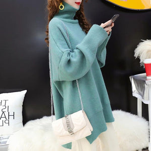 CHICEVER Korean Knitted Sweater Women Turtleneck Lantern Long Sleeve Oversize Pullover Sweaters Female 2020 Autumn Fashion New