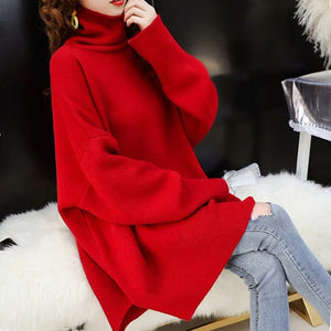 CHICEVER Korean Knitted Sweater Women Turtleneck Lantern Long Sleeve Oversize Pullover Sweaters Female 2020 Autumn Fashion New