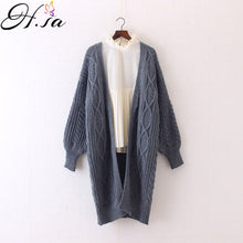 Load image into Gallery viewer, H.SA Winter Autumn Long Female Cardigans Latern Sleeve Casual Knitted Poncho Sweaters Oversized Long Cardigans Korean sueter
