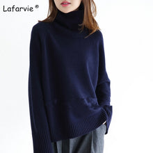 Load image into Gallery viewer, Lafarvie 2019 New Cashmere Blended Knitted Sweater Women Tops Turtleneck Autumn Winter Female Pullover Loose Casual Warm Sweater
