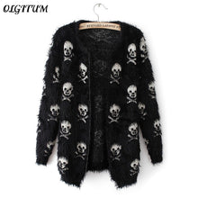 Load image into Gallery viewer, 2019 Autumn Winter new women sweater knit wool sweater skull head hippocampus fashion cardigan loose sweater coat
