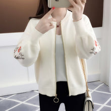 Load image into Gallery viewer, of new fund of 2019 autumn outfit embroidered with a han edition zipper sweater knit cardigan loose women&#39;s female
