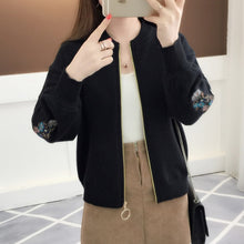 Load image into Gallery viewer, of new fund of 2019 autumn outfit embroidered with a han edition zipper sweater knit cardigan loose women&#39;s female
