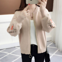 Load image into Gallery viewer, of new fund of 2019 autumn outfit embroidered with a han edition zipper sweater knit cardigan loose women&#39;s female
