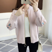 Load image into Gallery viewer, of new fund of 2019 autumn outfit embroidered with a han edition zipper sweater knit cardigan loose women&#39;s female
