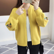 Load image into Gallery viewer, of new fund of 2019 autumn outfit embroidered with a han edition zipper sweater knit cardigan loose women&#39;s female
